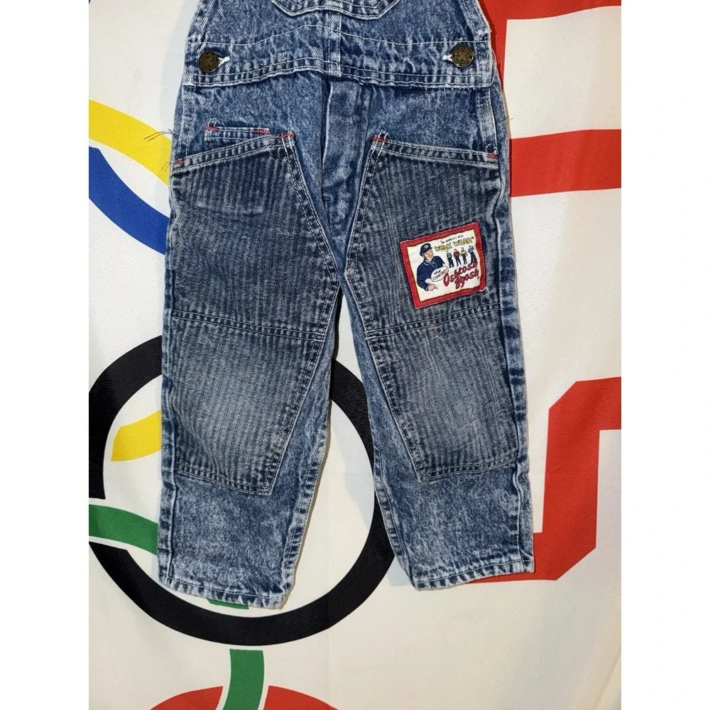Vintage Oshkosh Overalls 3 Toddler 3T Acid Wash Workwear Double Knee